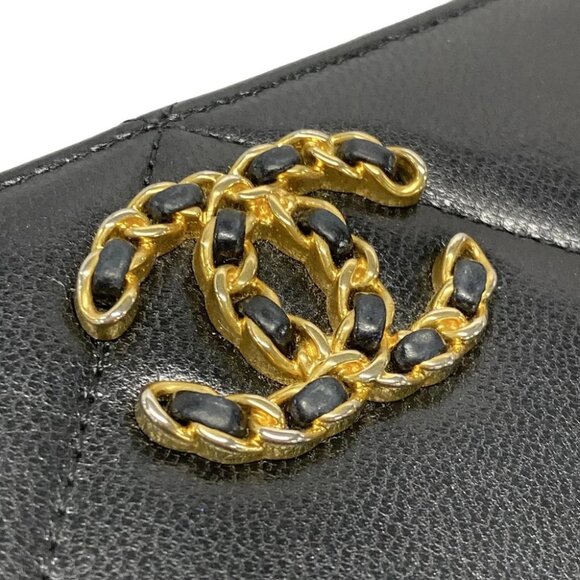 Auth CHANEL CHANEL 19 long zipped wallet AP1063 Black Lambskin Long Wallet - Picture 12 of 13